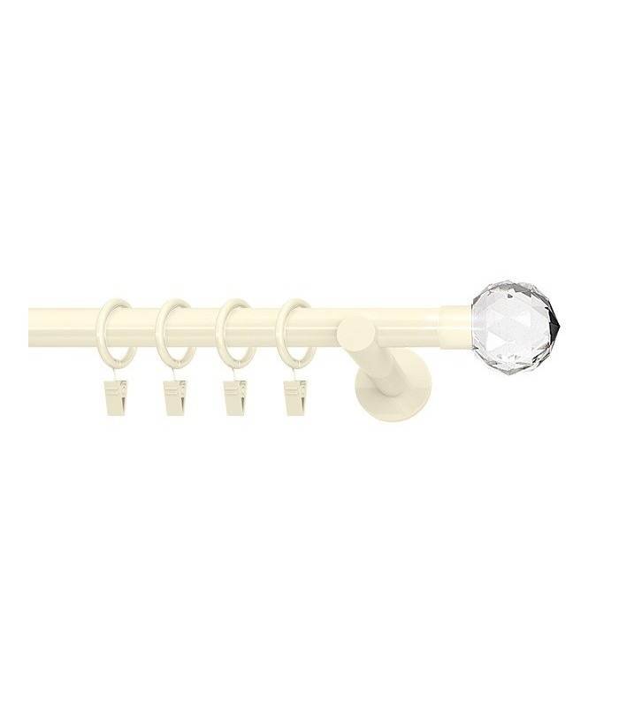 Single curtain rods ivory with crystals