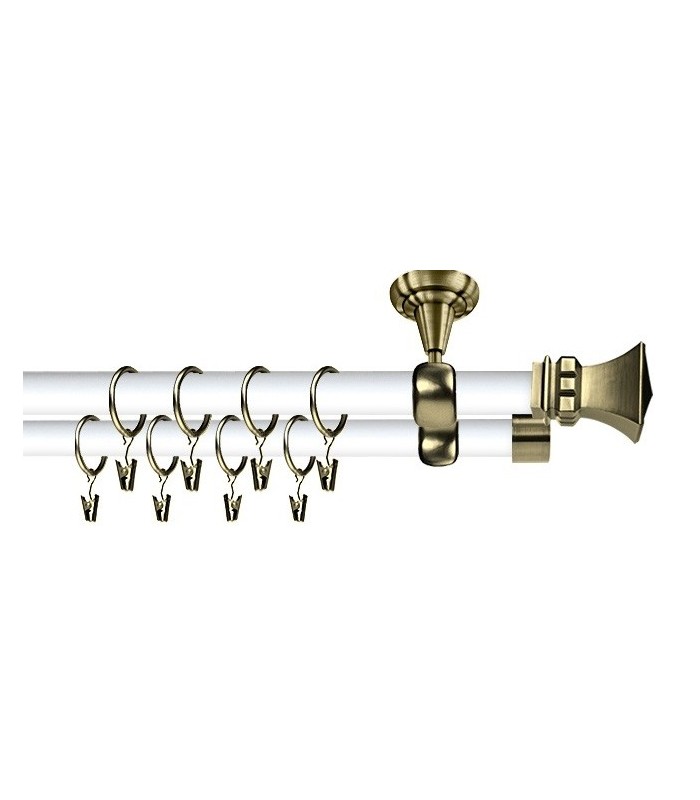 white double curtain rod