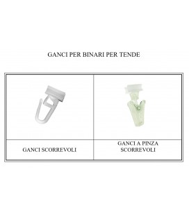  ganci per binario  per tende singolo 