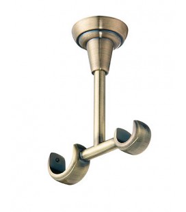 Ceiling Double Support 25 + 19 mm,  Antique Brass