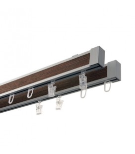 Double Curtain Rail with wood color band Liguria - ZEN VI