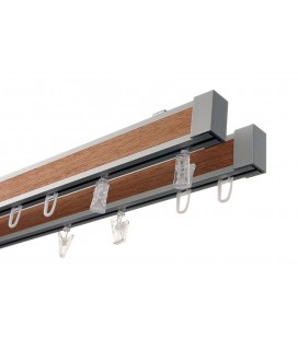 Double Curtain Rail with wood color band Liguria - ZEN VII