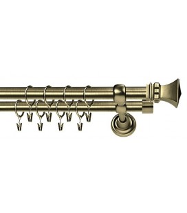 Veneto Cristal Barocco Metal double curtain pole/rod set 25/19mm antique brass 