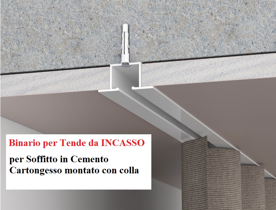 Binario per tende incasso Installazione  direttamente nel soffitto di cemento