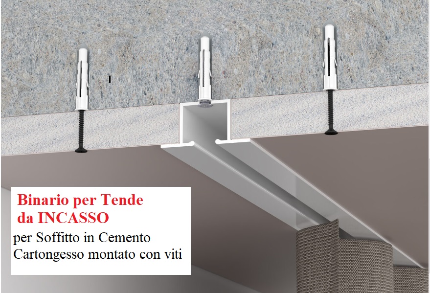 Installazione di Binario per Tende da Incasso direttamente nel soffitto di cemento