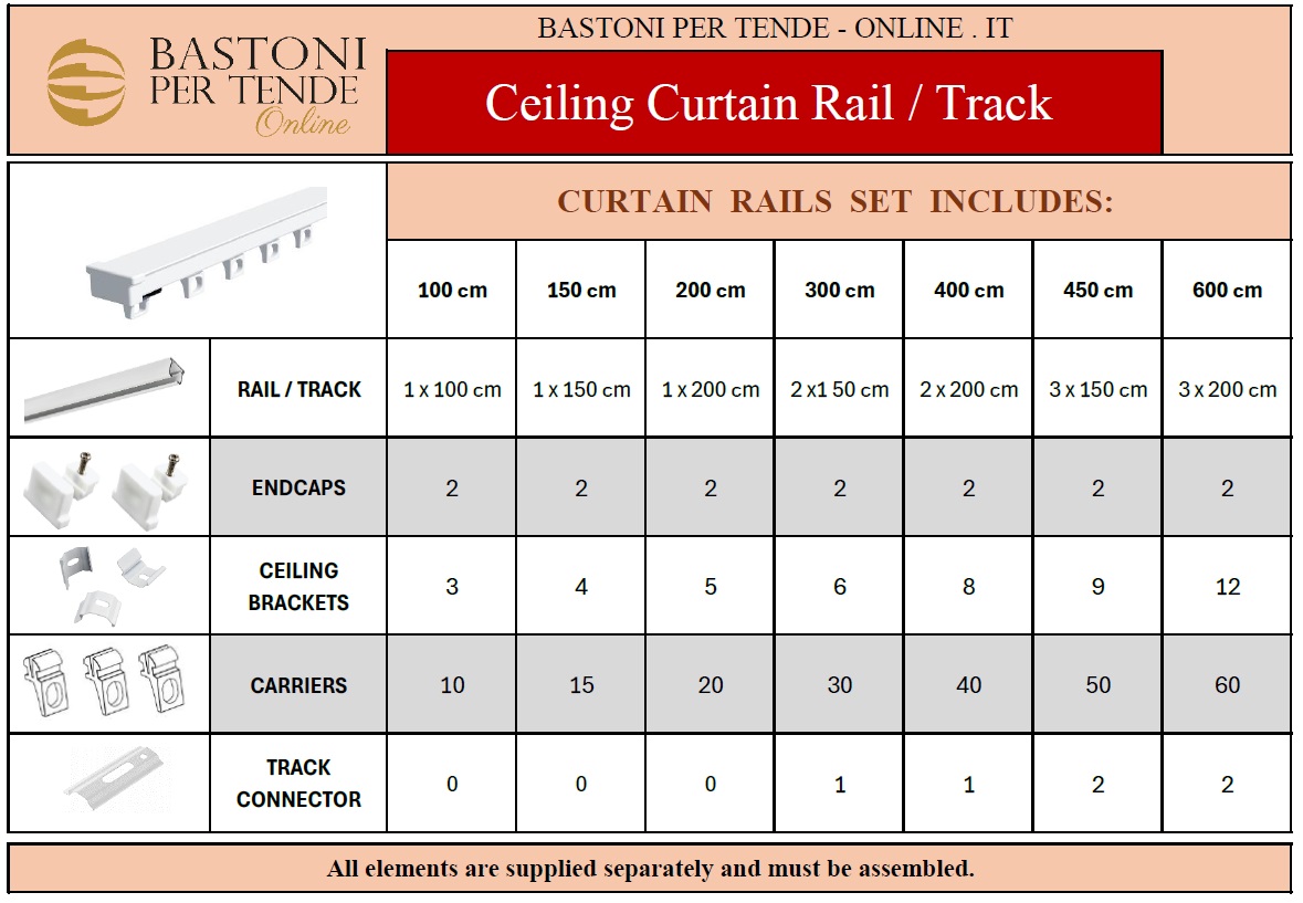 Ceiling Curtain Rail Set