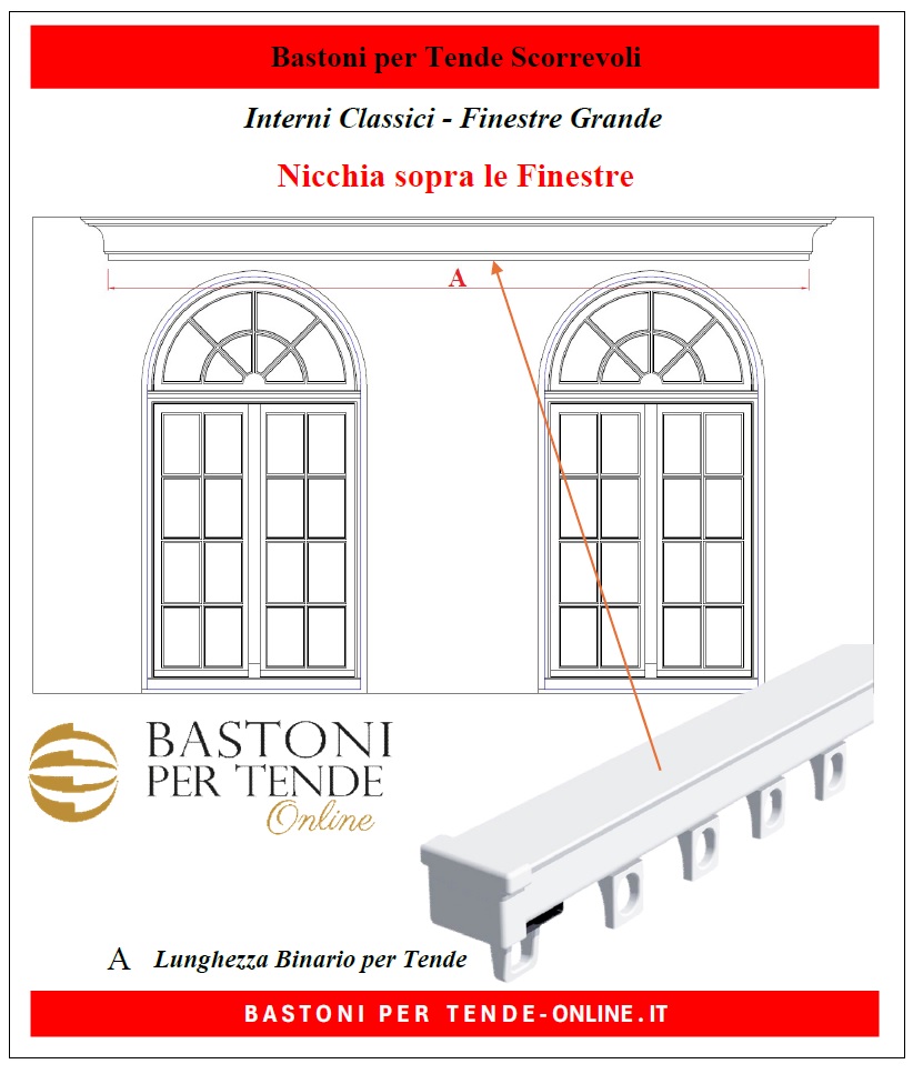 Binari per Tende  scorrevoli per nicchia di finestra - 1 o più finestre