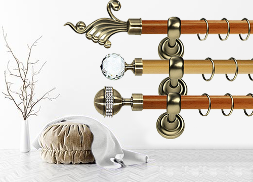 Wooden effect Curtain Rods